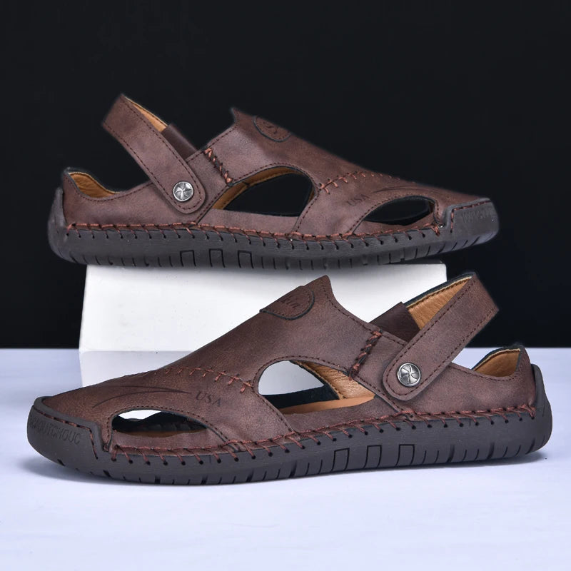 New Handmade Summer Sandals for Men – Breathable Outdoor Leather Shoes