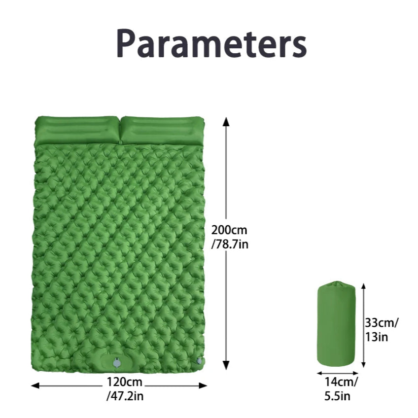 Double Camping Inflatable Mattress – Ultralight & Extra Wide Sleeping Pad