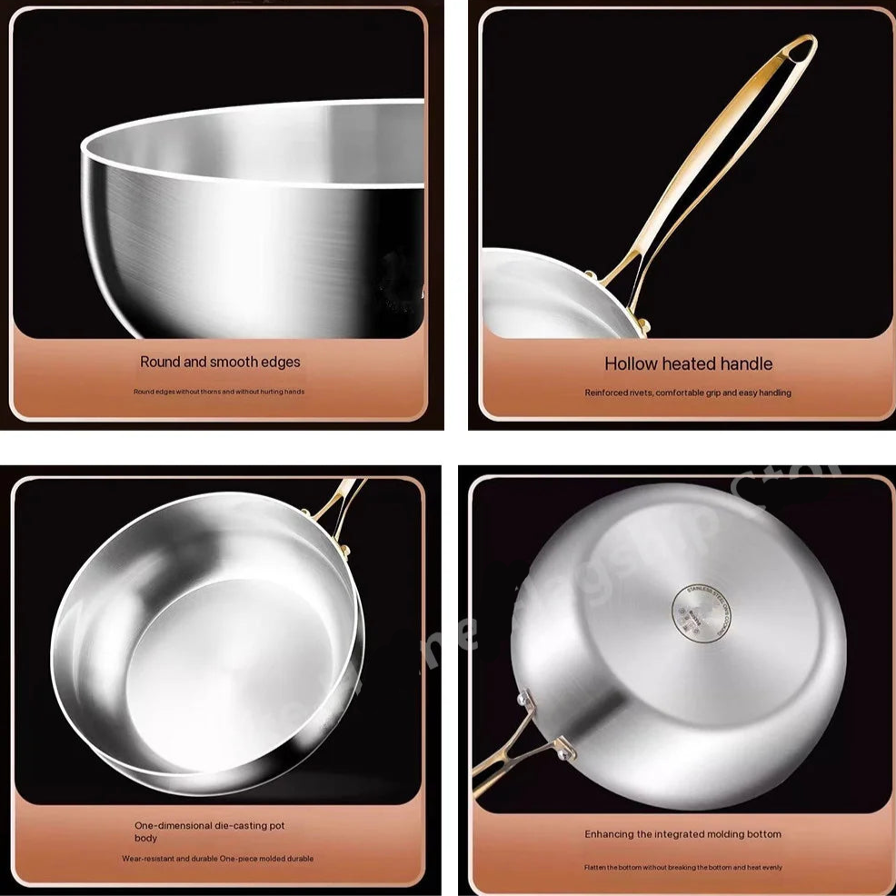 316 Stainless Steel Deep Frying Pan – Uncoated Non-Stick Wok