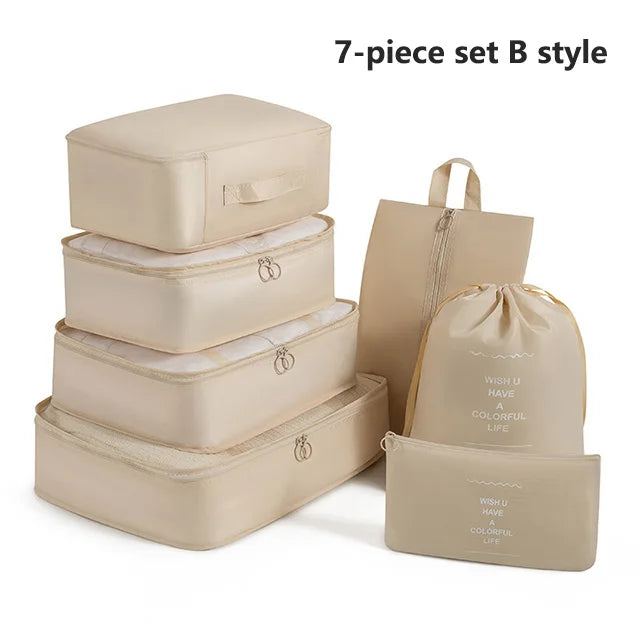 7PCS Travel Organizer Set – Packing Cubes for Clothes, Shoes & Luggage