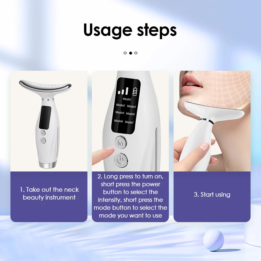 7-Colour LED Neck & Face Lifting Massager – Skin Tightening & Wrinkle Remover