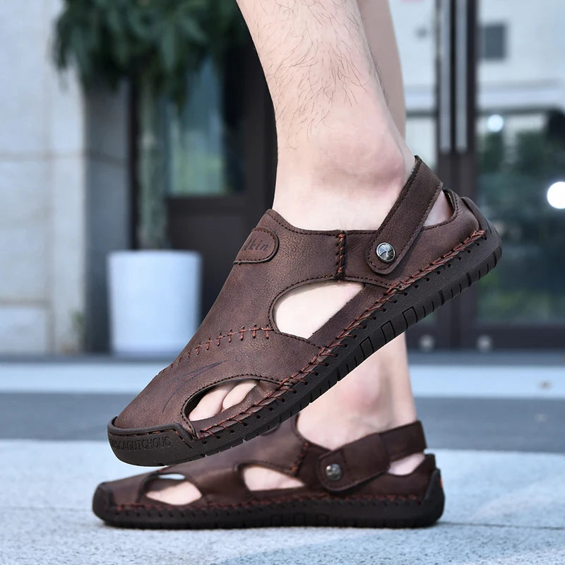 New Handmade Summer Sandals for Men – Breathable Outdoor Leather Shoes