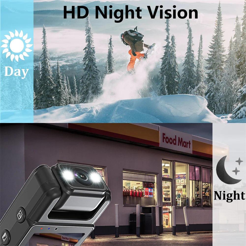 WiFi Mini body Camera – 1080P Portable Body Cam with Night Vision, 180° Rotatable Lens