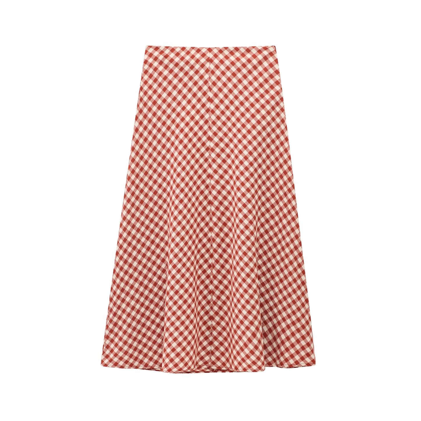 Women’s Summer Plaid Two-Piece Set – Strapless Button Crop Top & A-Line Skirt