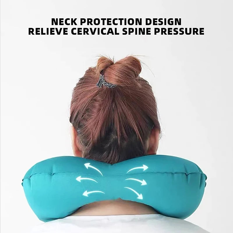 Inflatable Travel Neck Pillow – Portable U-Shaped Press-to-Inflate Pillow