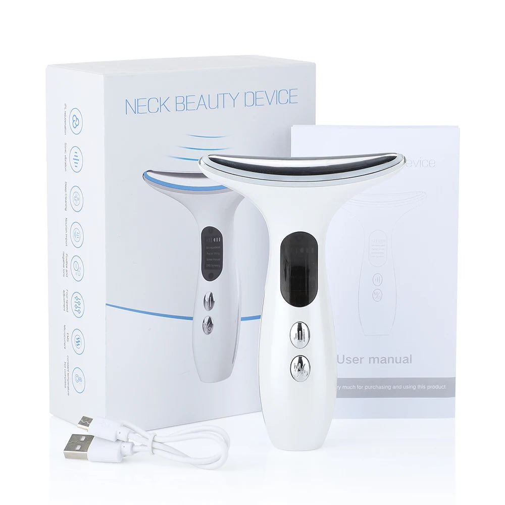 Neck & Face Beauty Device – 3-Colour LED Skin Tightening & Wrinkle Remover