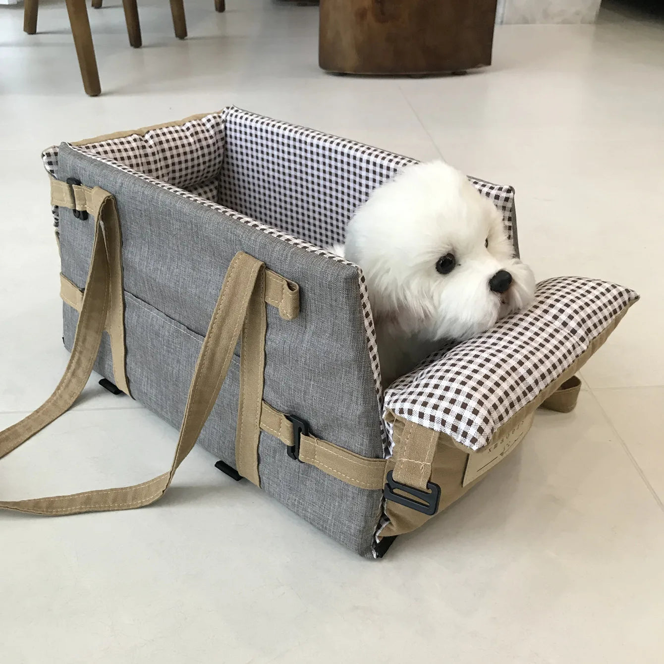 Dog Car Seat & Cat Carrier – Armrest Travel Bag with Safety Tethers Dealprice.co.uk