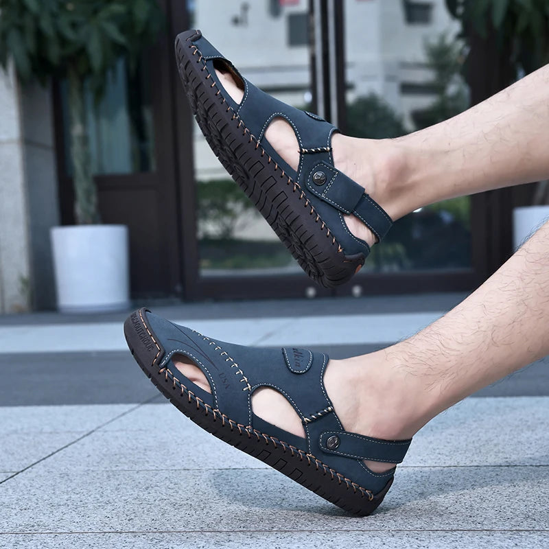 New Handmade Summer Sandals for Men – Breathable Outdoor Leather Shoes