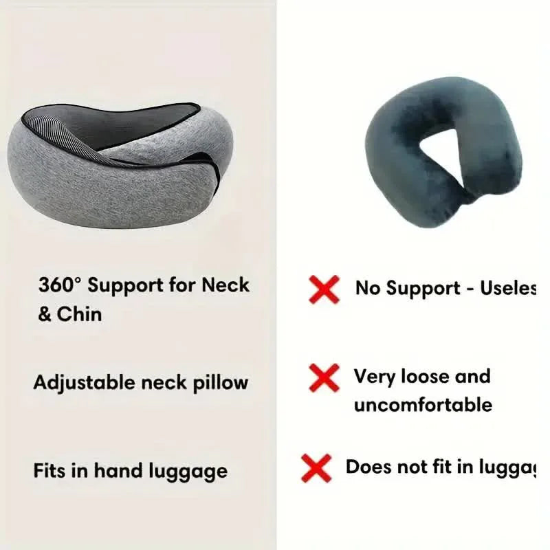 Memory Foam U-Shaped Travel Neck Pillow – Snail Style Portable Support Carry Bag