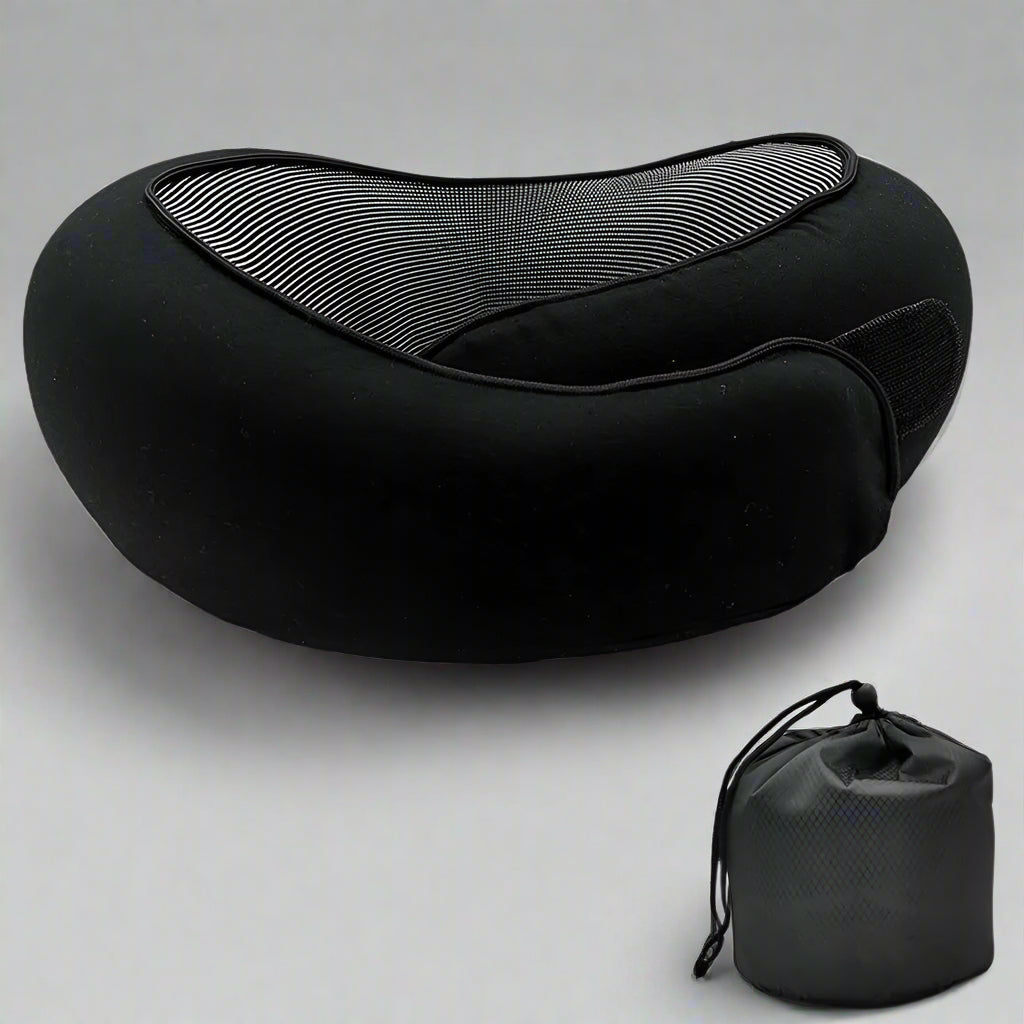 Memory Foam U-Shaped Travel Neck Pillow – Snail Style Portable Support Carry Bag