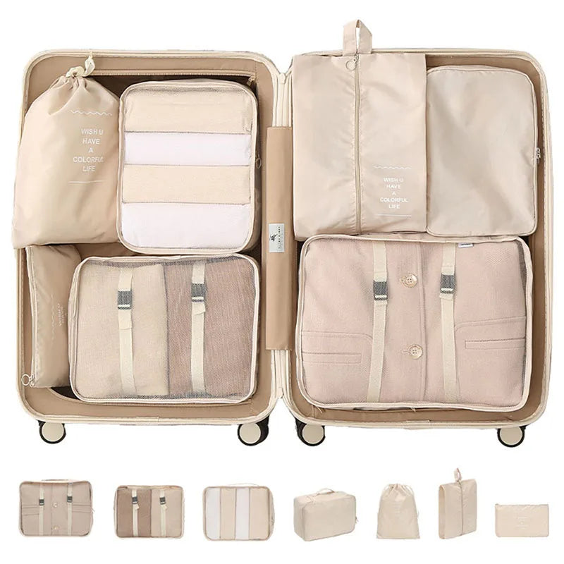 Travel Storage Organizer Set – Packing Cubes for Clothes, Toiletries, Shoes & Dorm Use