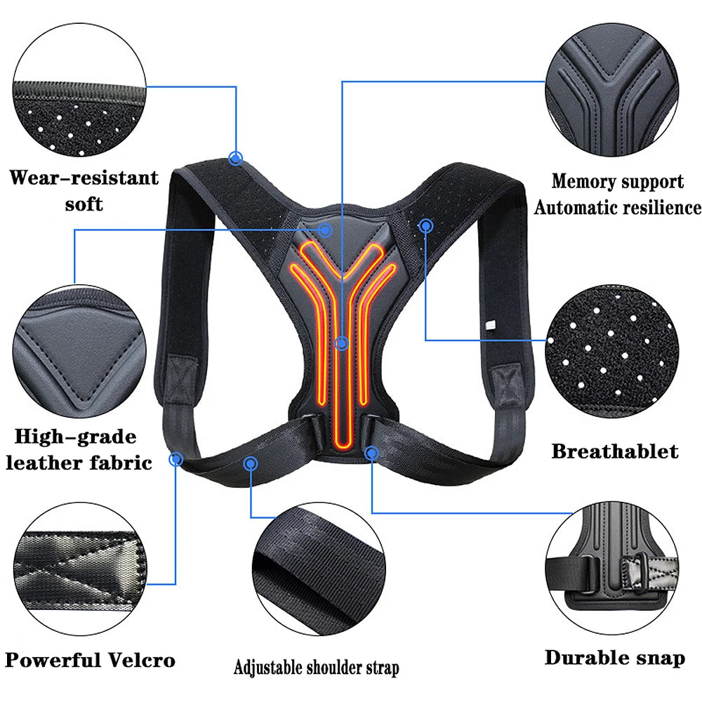 Adjustable Back & Shoulder Support Strap Breathable Triple-Layer Comfort