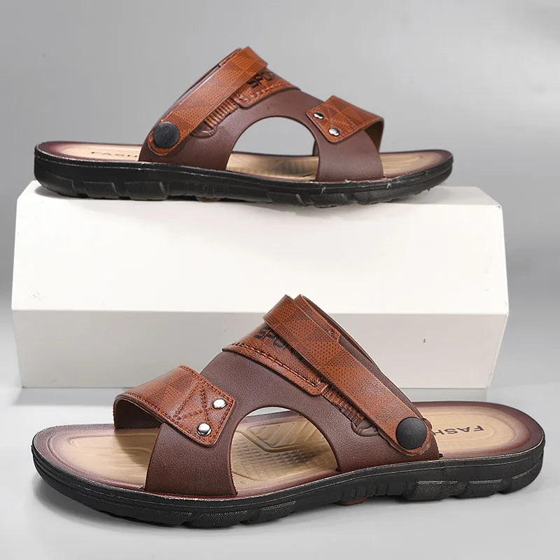 Men’s Summer Slip-On Sandals – Non-Slip Open-Toe Casual Beach Slippers