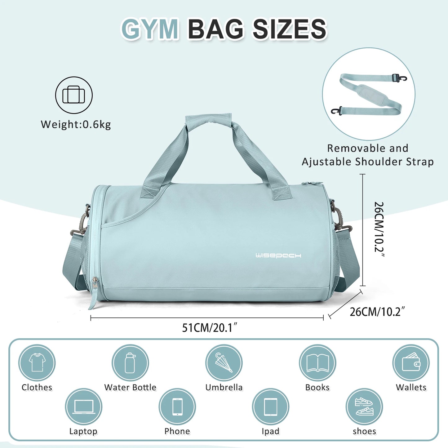 Women’s Waterproof Gym, Yoga & Weekend Bag with Shoe Compartment