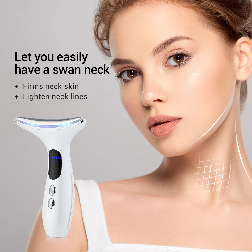 Neck & Face Beauty Device – 3-Colour LED Skin Tightening & Wrinkle Remover