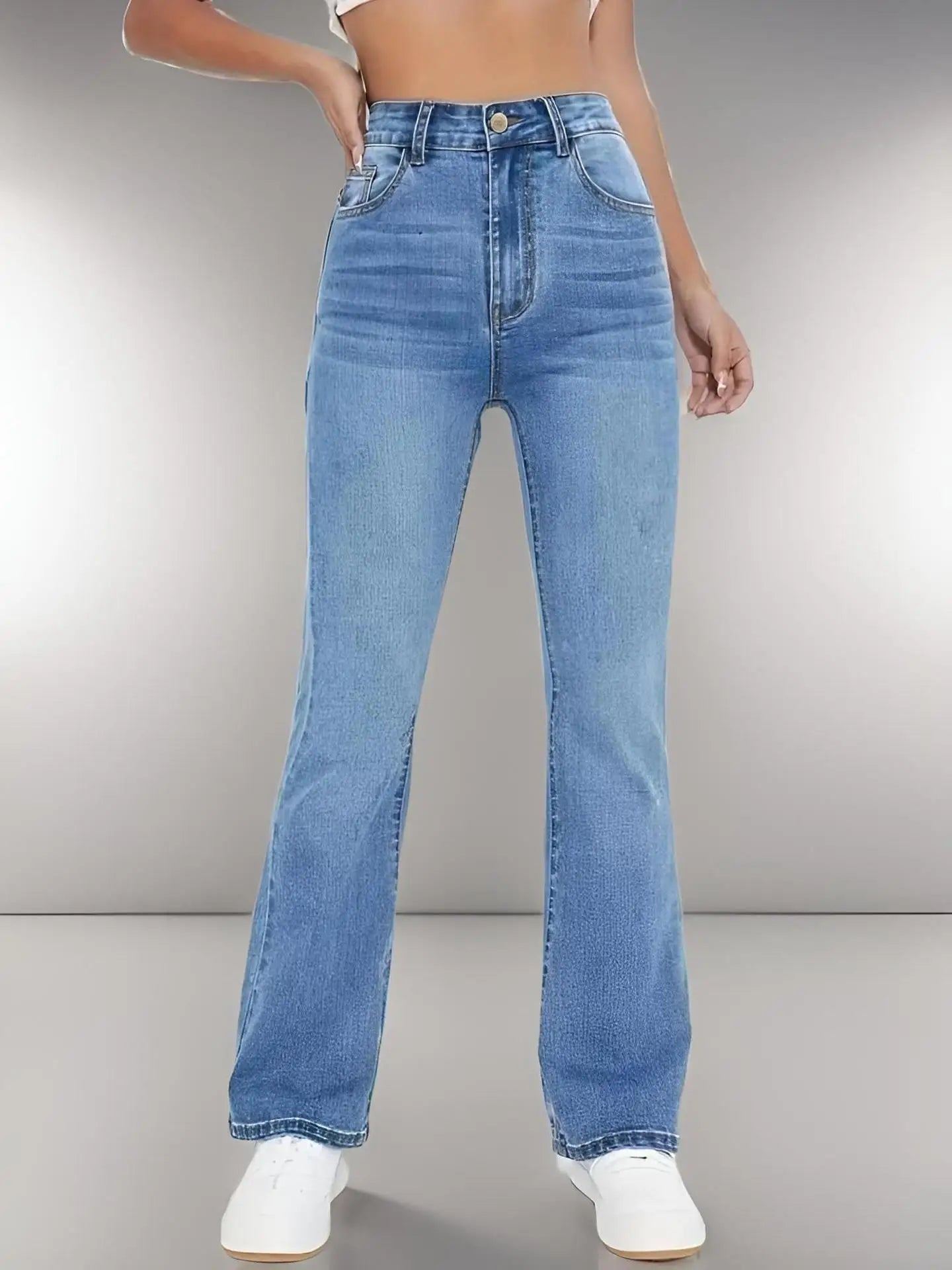 Women's High Waist Straight Leg Jeans – Casual Slimming Denim for Everyday Wear