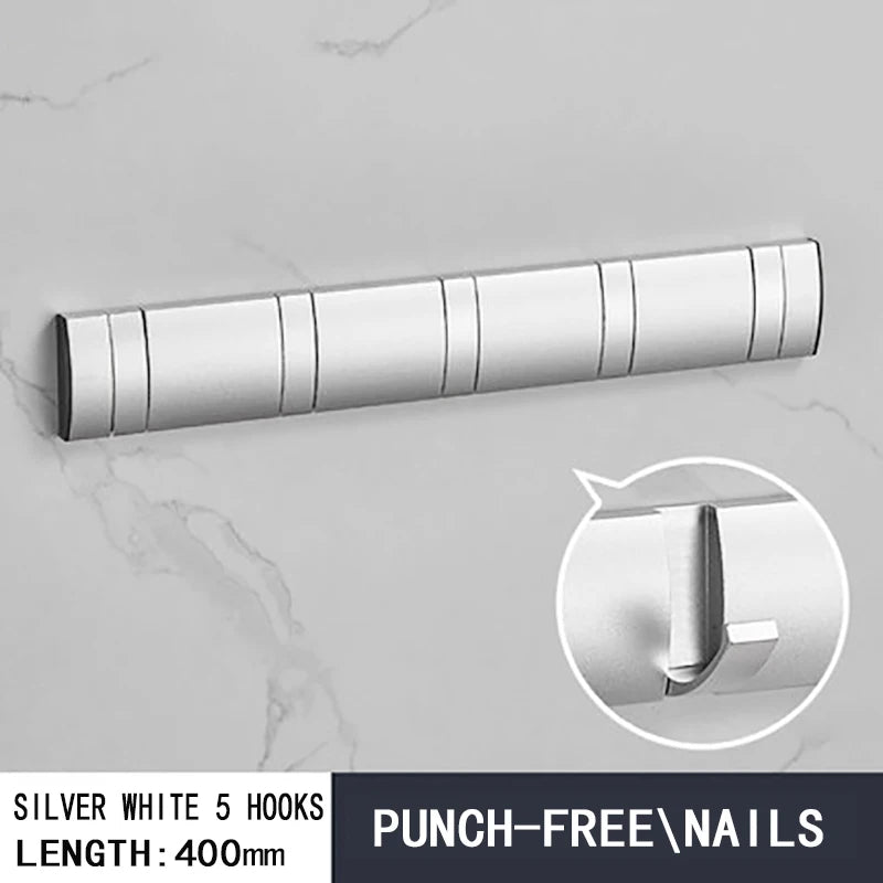 Folding Wall Hook Rack Available in 3 to 5 Hook Options | No-Drill or Screw Mounting