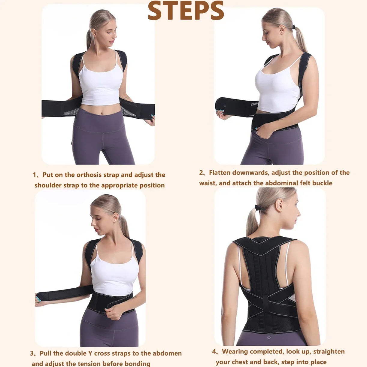 Back Support Posture Corrector Brace Lightweight Unisex Belt for Fitness