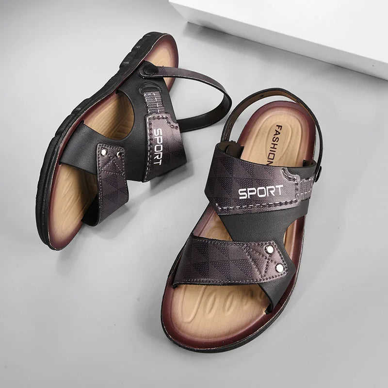 Men’s Summer Slip-On Sandals – Non-Slip Open-Toe Casual Beach Slippers
