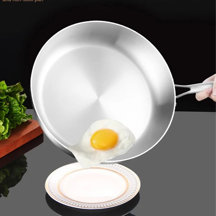 Premium 316 Stainless Steel Frying Pan Wok – Non-Stick, Uncoated, 7-Ply Skillet