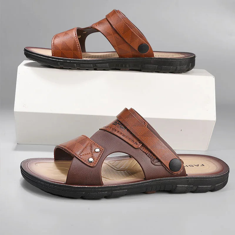 Men’s Summer Slip-On Sandals – Non-Slip Open-Toe Casual Beach Slippers