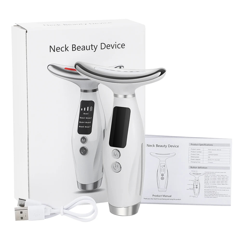 7-Colour LED Neck & Face Lifting Massager – Skin Tightening & Wrinkle Remover