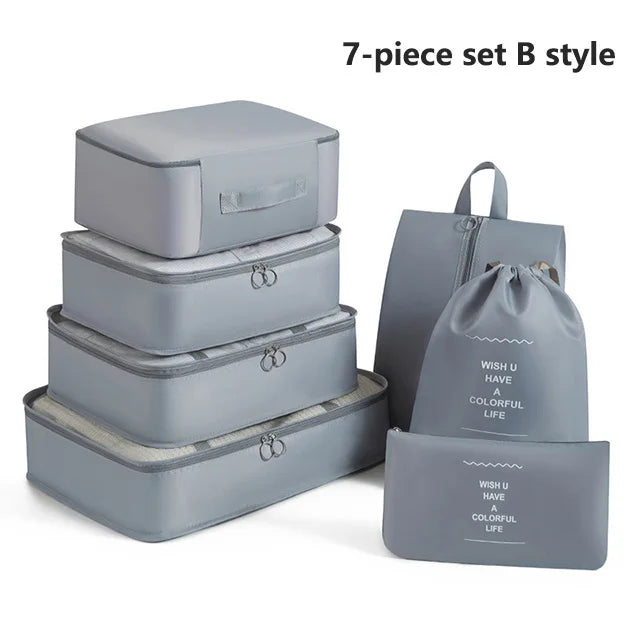 7PCS Travel Organizer Set – Packing Cubes for Clothes, Shoes & Luggage