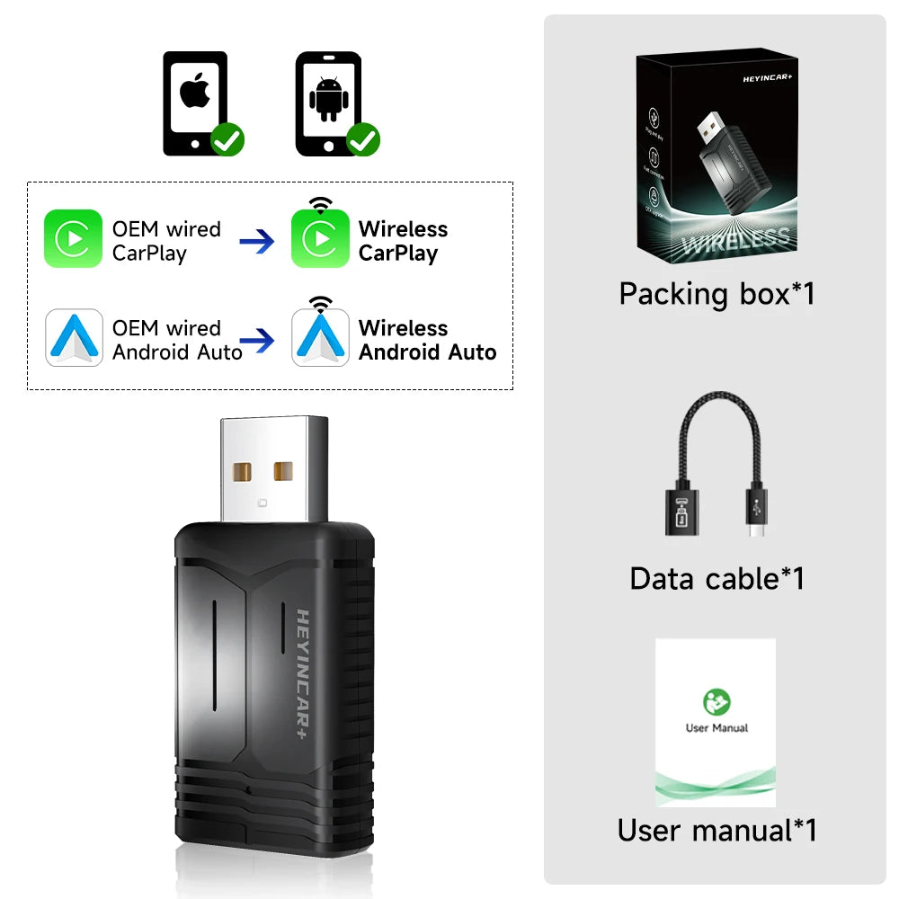 2-in-1 Wireless Car Play & Android Auto Adapter – Smart Dongle for iPhone & Android