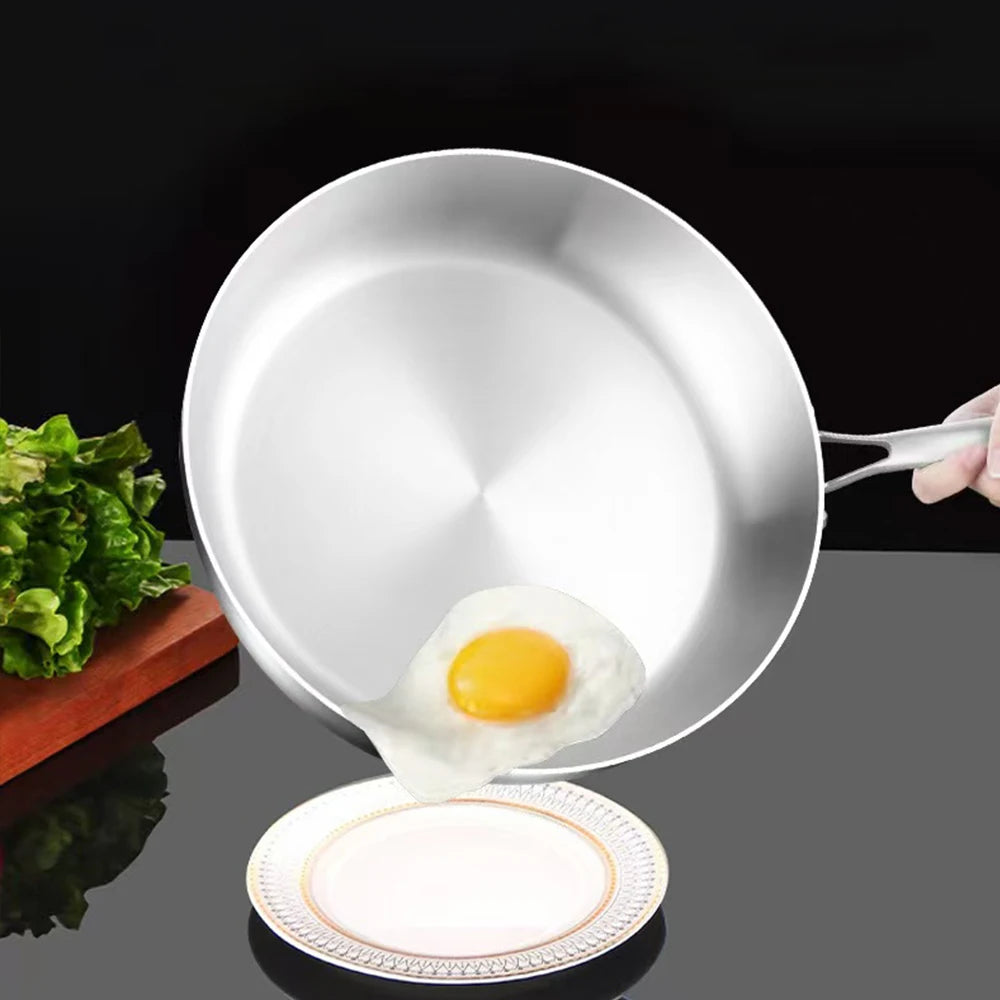 Premium 316 Stainless Steel Frying Pan Wok – Non-Stick, Uncoated, 7-Ply Skillet