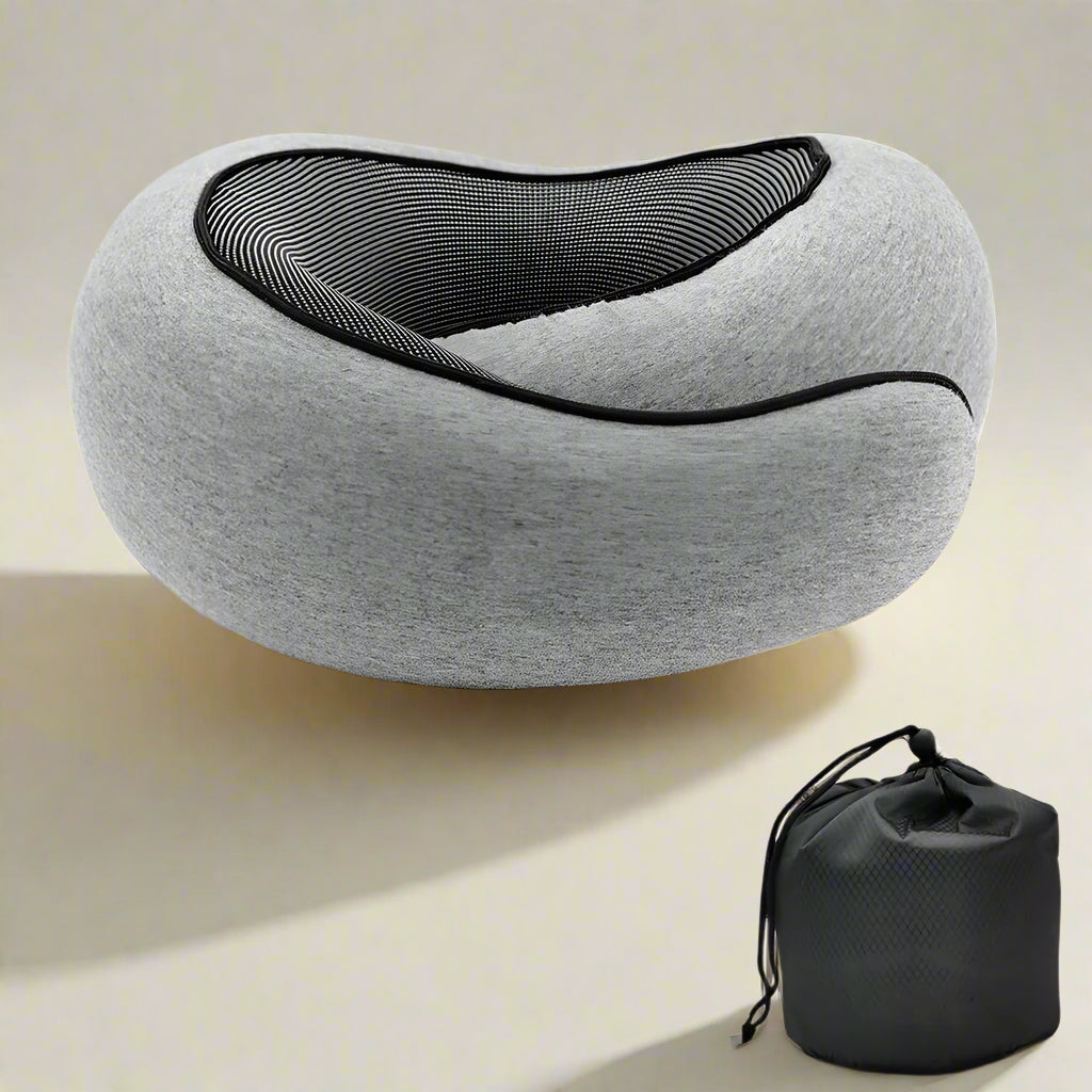 Memory Foam U-Shaped Travel Neck Pillow – Snail Style Portable Support Carry Bag