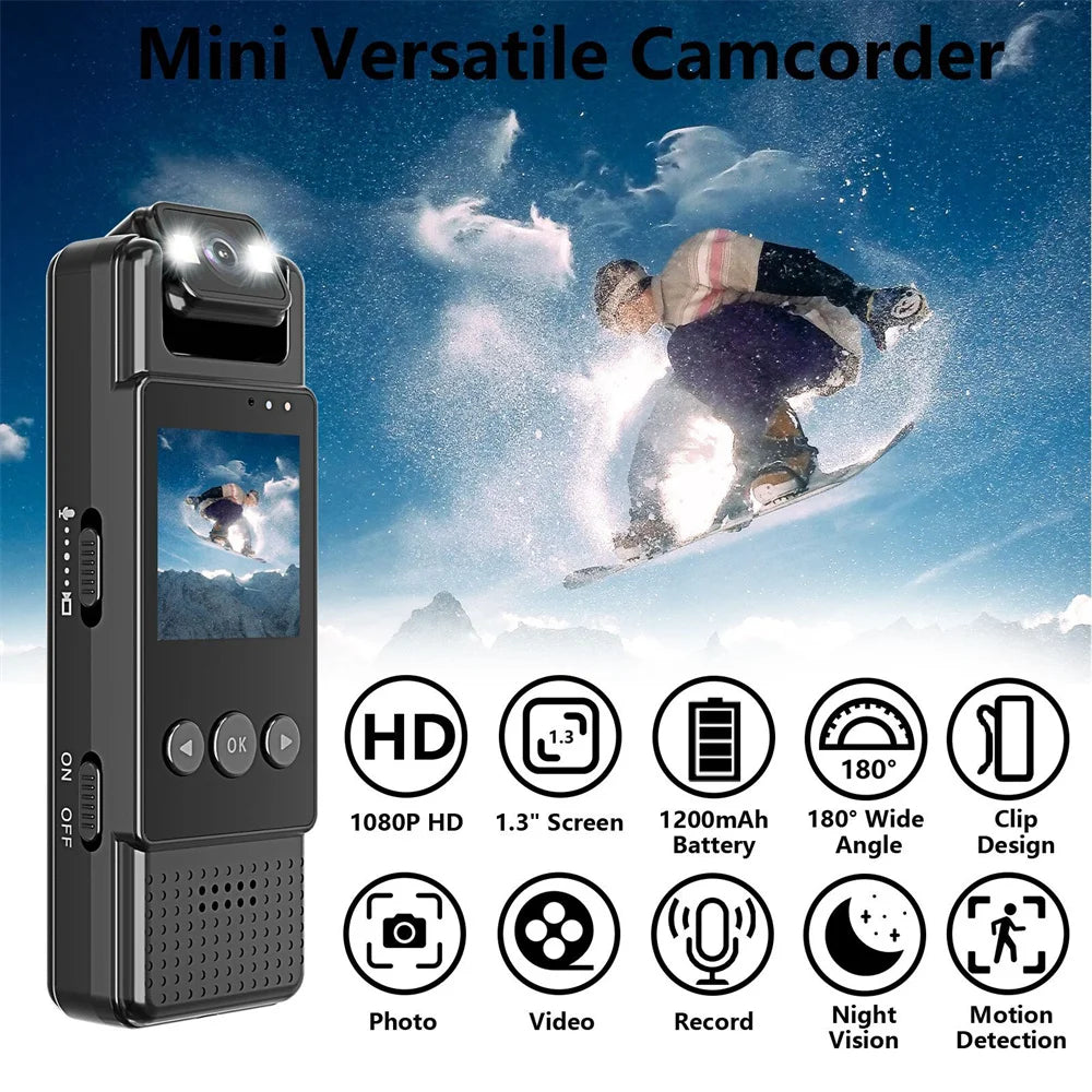 WiFi Mini body Camera – 1080P Portable Body Cam with Night Vision, 180° Rotatable Lens