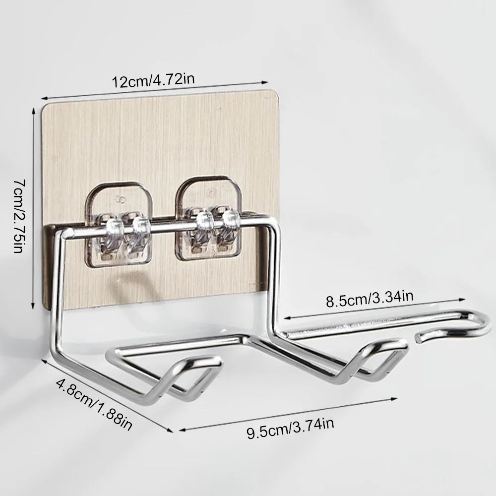 No-Drill Wall-Mounted Stainless Steel Hair Dryer Holder & Organizer Dealprice.co.uk