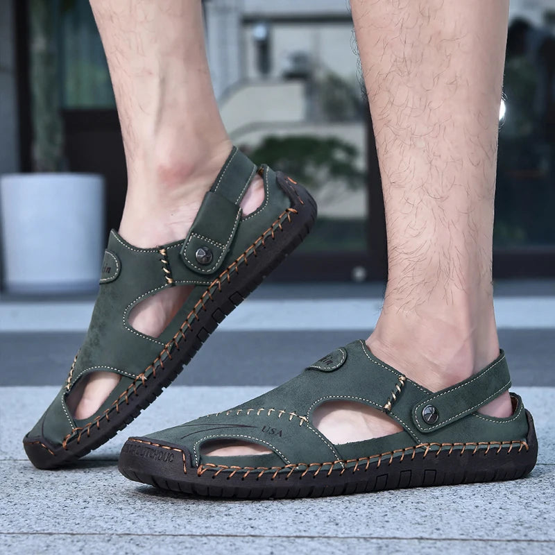 New Handmade Summer Sandals for Men – Breathable Outdoor Leather Shoes