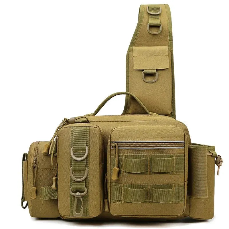 Fishing Tackle Sling Backpack – Gear Storage Bag with Rod Holder & Lure Box Organizer