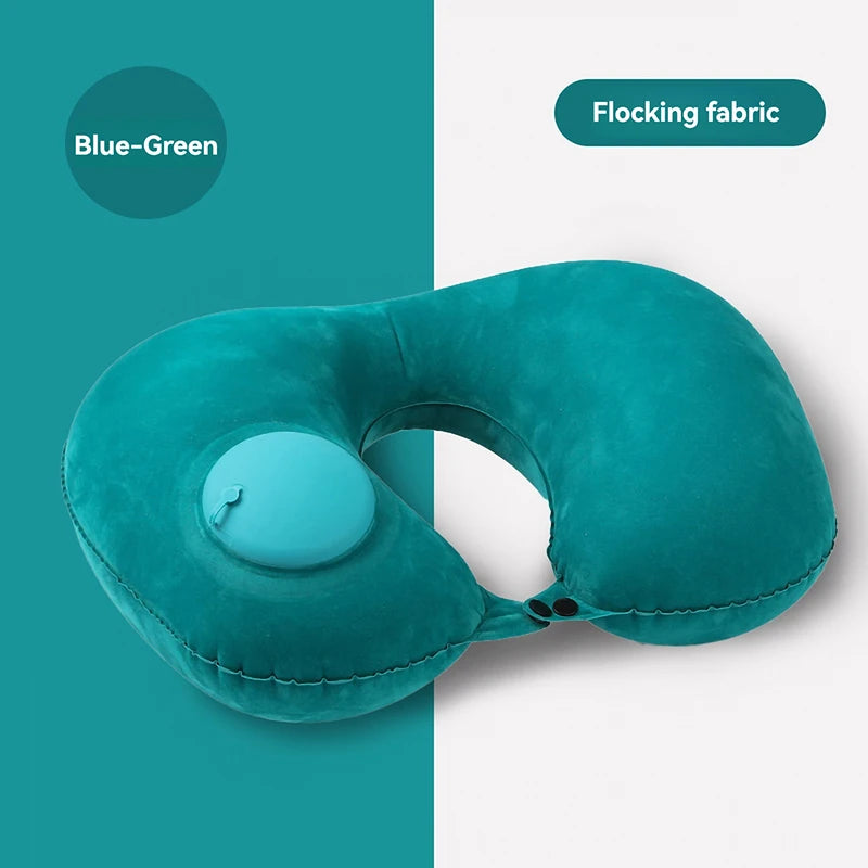 Inflatable Travel Neck Pillow – Portable U-Shaped Press-to-Inflate Pillow