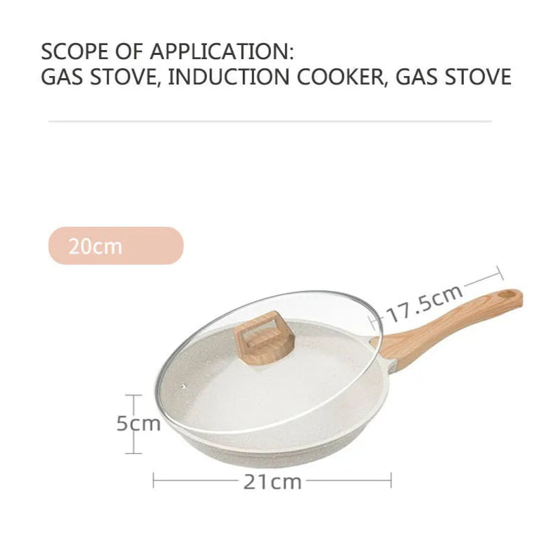 Medical Stone Ceramic Cookware for Gas & Induction - Non-Stick Wok Frying Pan
