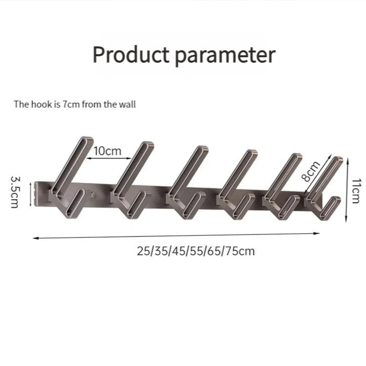 Hanging hook with dimensions and product parameter details on a white background
