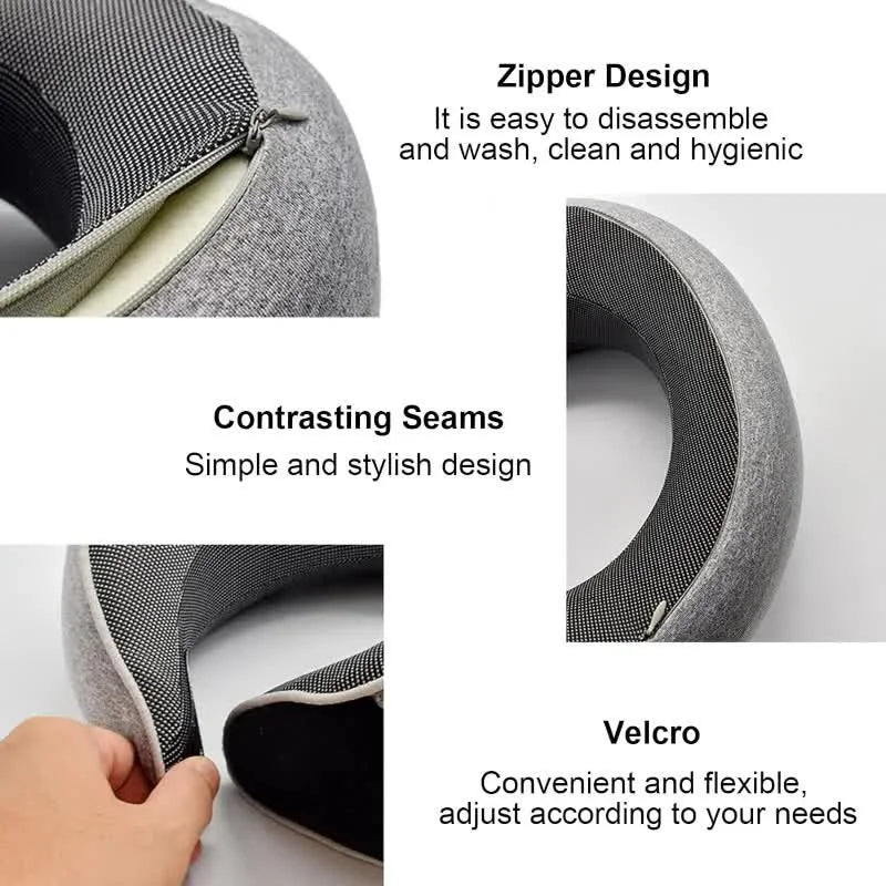 Memory Foam U-Shaped Travel Neck Pillow – Snail Style Portable Support Carry Bag