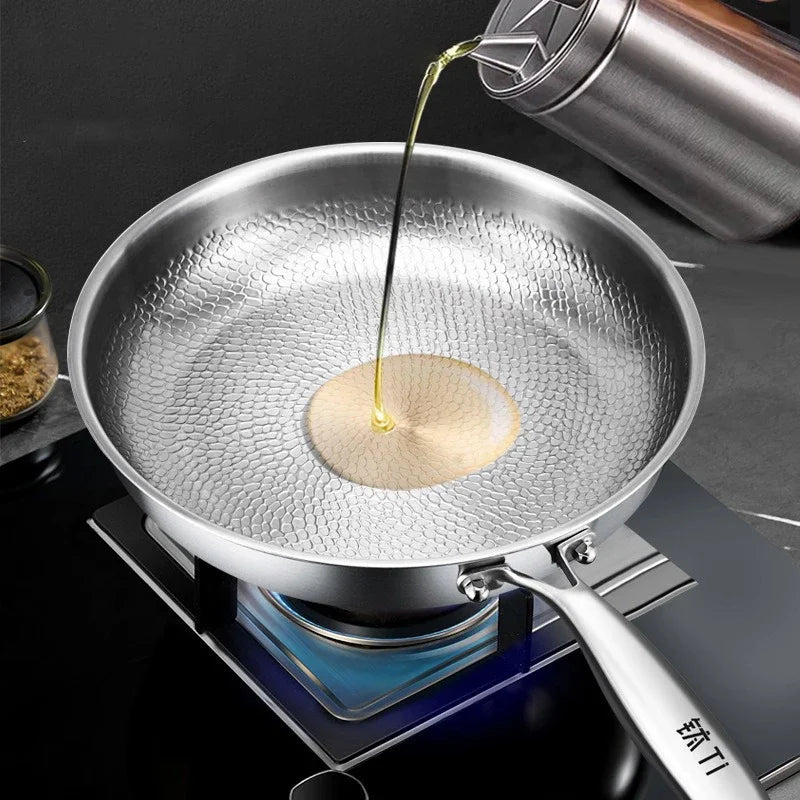 Pure Titanium Non-Stick Frying Pan – Fish Scale Hammer Pattern