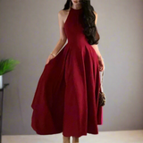Elegant Sleeveless A-Line Midi Dress – Summer Solid Colour Dress Parties & Birthdays
