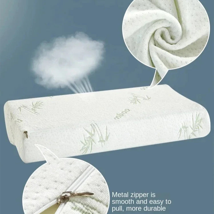 Roll of white fabric with bamboo fiber text and metal zipper detail on a blue background