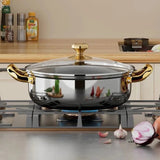 Multi-Layer 410 Stainless Steel Frying Pan with Lid – Fast Heat, All-Hob Ready