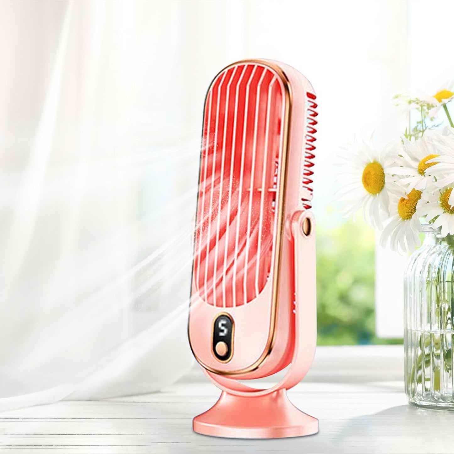Rechargeable USB Air Blower for Quiet & Adjustable Cooling - 5-Speed Portable Desk Fan