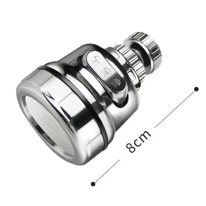 Chrome kitchen faucet with measurement details on a white background
