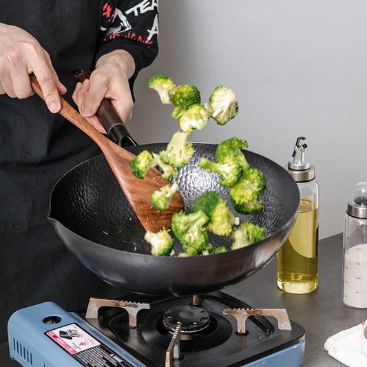 Pure 32cm Iron Wok – Traditional Cast Iron Pan (Non-Coated) Gas & Induction