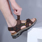Men’s Leather Roman Sandals – Summer Outdoor Gladiator Beach Shoes