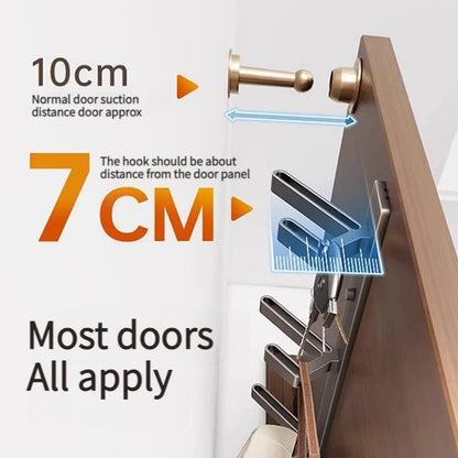 Hanger with text indicating optimal suction distance for doors