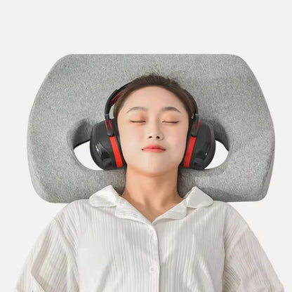 Headphone-Friendly Memory Foam Pillow – Ergonomic Sleep & Sound Comfort