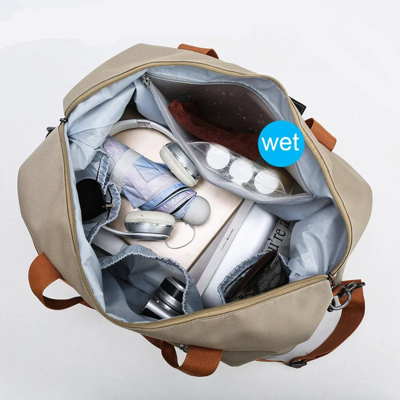 Waterproof Gym Duffle Bag – Dry/Wet Separation, Carry-On Weekender Bag