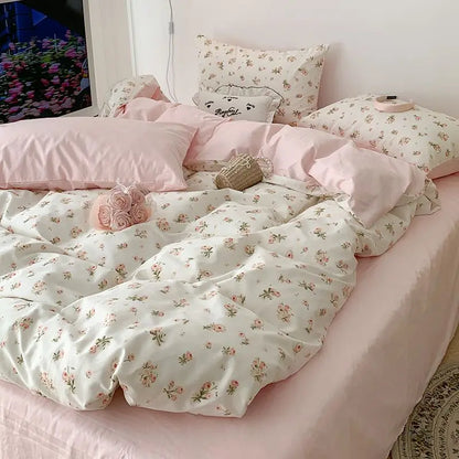 Pink Floral Duvet Cover Bedding Set – Ultra Soft Comfort Microfiber Bed cover